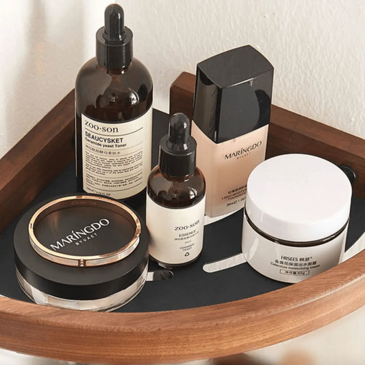 Sanisupreme Wand Hoekplank Doucherek mat zwart walnoot rand 28 cm. RVS