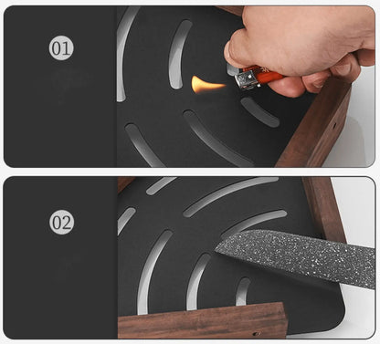 Sanisupreme Wand Hoekplank Doucherek mat zwart walnoot rand 28 cm. RVS