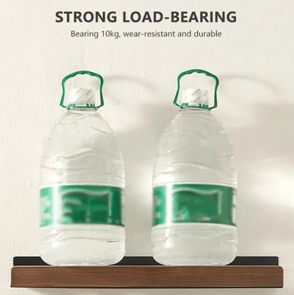 Sanisupreme Wandplank Doucherek mat zwart walnoot rand 20 cm. RVS