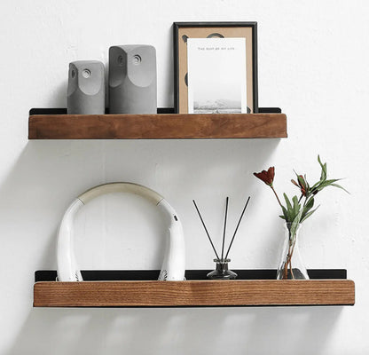 Sanisupreme Wandplank Doucherek mat zwart walnoot rand 20 cm. RVS