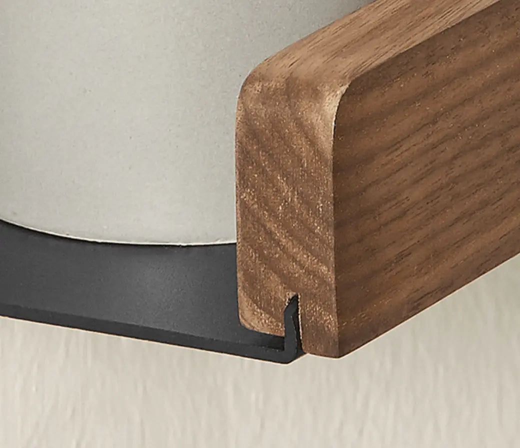 Sanisupreme Wandplank Doucherek mat zwart walnoot rand 30 cm. RVS