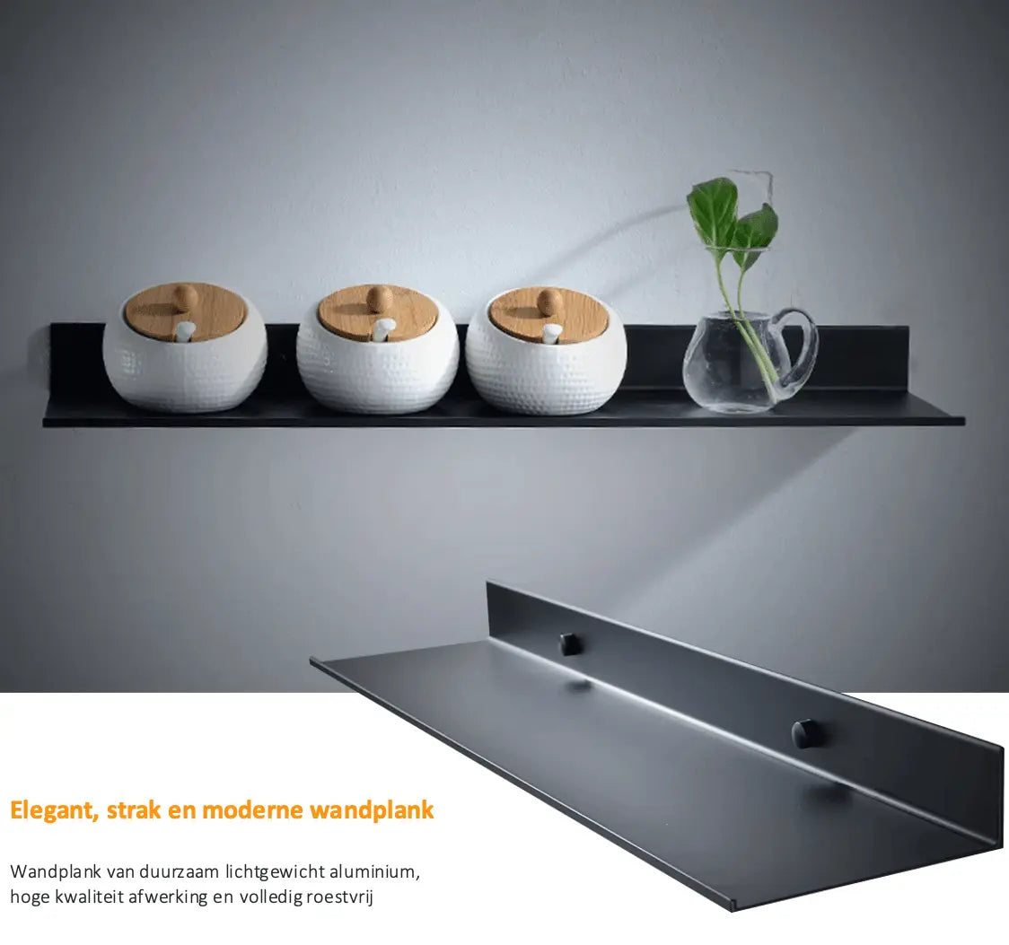 Sanisupreme Wandplank mat zwart 40 cm. RVS