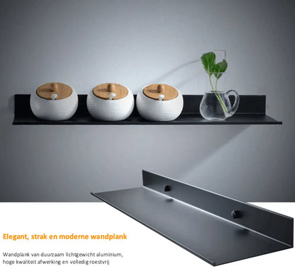 Sanisupreme Wandplank mat zwart 50 cm. RVS
