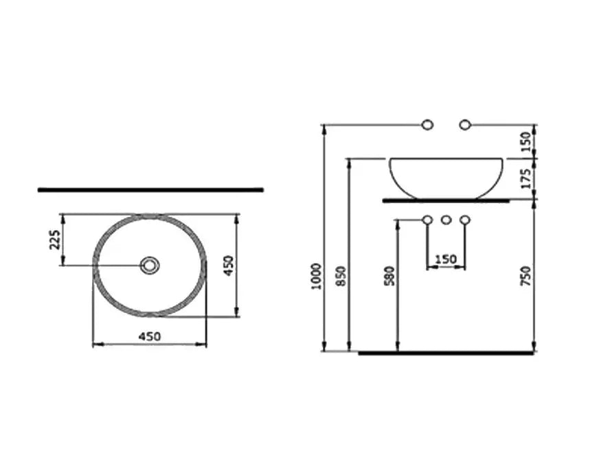 SaniSupreme Waskom Creavit Bocchi Bologna Grijs Mat 45 cm.