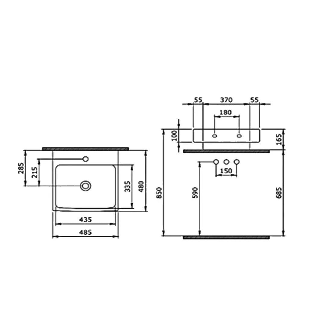 SaniSupreme Waskom Creavit Bocchi Superior Mat Zwart 48 cm.