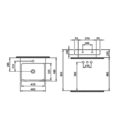 SaniSupreme Waskom Creavit Bocchi Superior Mat Zwart 48 cm.