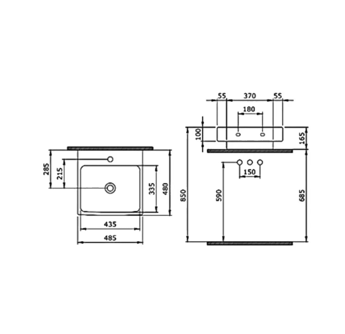 SaniSupreme Waskom Creavit Bocchi Superior Mat Zwart 48 cm.