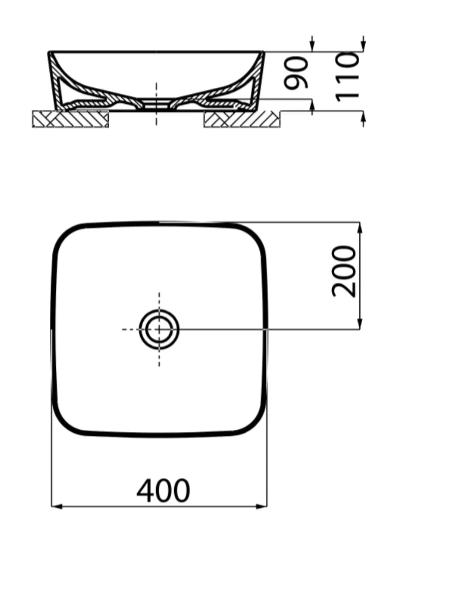 SaniSupreme Waskom Creavit SQUARE 40 cm Mat Zwart