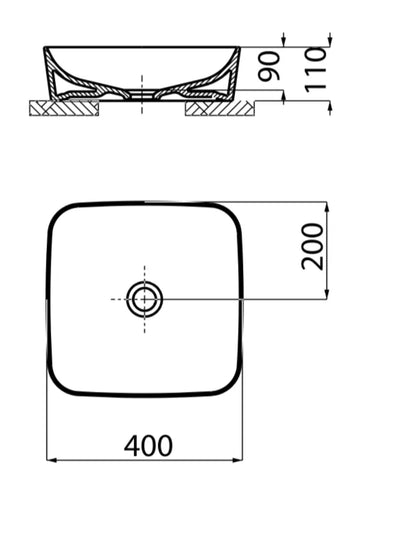 SaniSupreme Waskom Creavit SQUARE 40 cm Mat Zwart