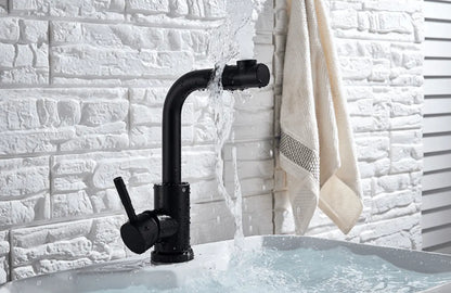 SaniSupreme Wastafel designkraan Nordica met draaibare kop|opbouw|gebogen mengkraan| kompleet | mat zwart