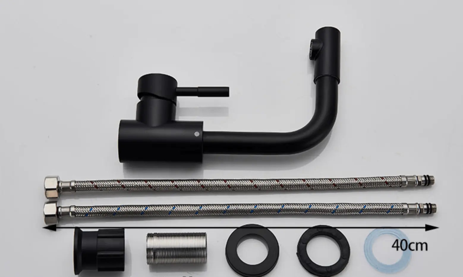 SaniSupreme Wastafel designkraan Nordica met draaibare kop|opbouw|gebogen mengkraan| kompleet | mat zwart