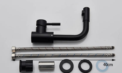 SaniSupreme Wastafel designkraan Nordica met draaibare kop|opbouw|gebogen mengkraan| kompleet | mat zwart