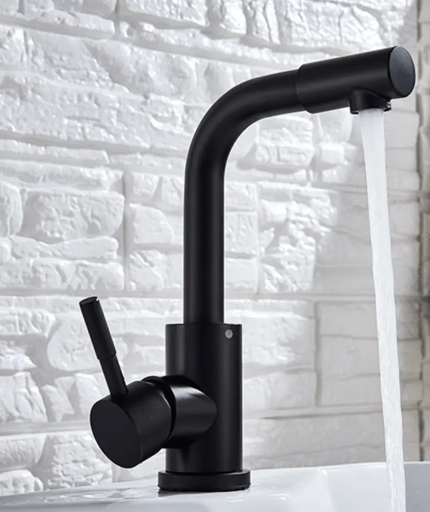 SaniSupreme Wastafel designkraan Nordica met draaibare kop|opbouw|gebogen mengkraan| kompleet | mat zwart