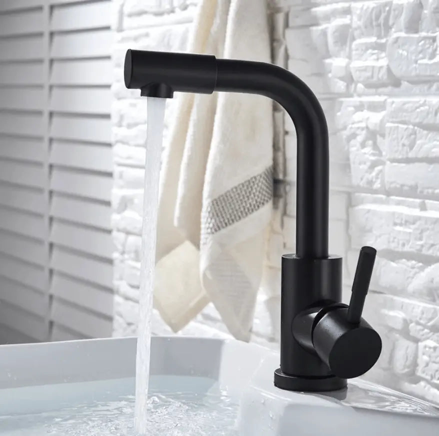 SaniSupreme Wastafel designkraan Nordica met draaibare kop|opbouw|gebogen mengkraan| kompleet | mat zwart