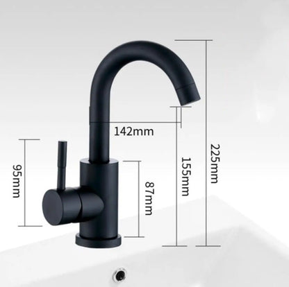 SaniSupreme Wastafel designkraan Nordica opbouw gebogen mengkraan kompleet mat zwart