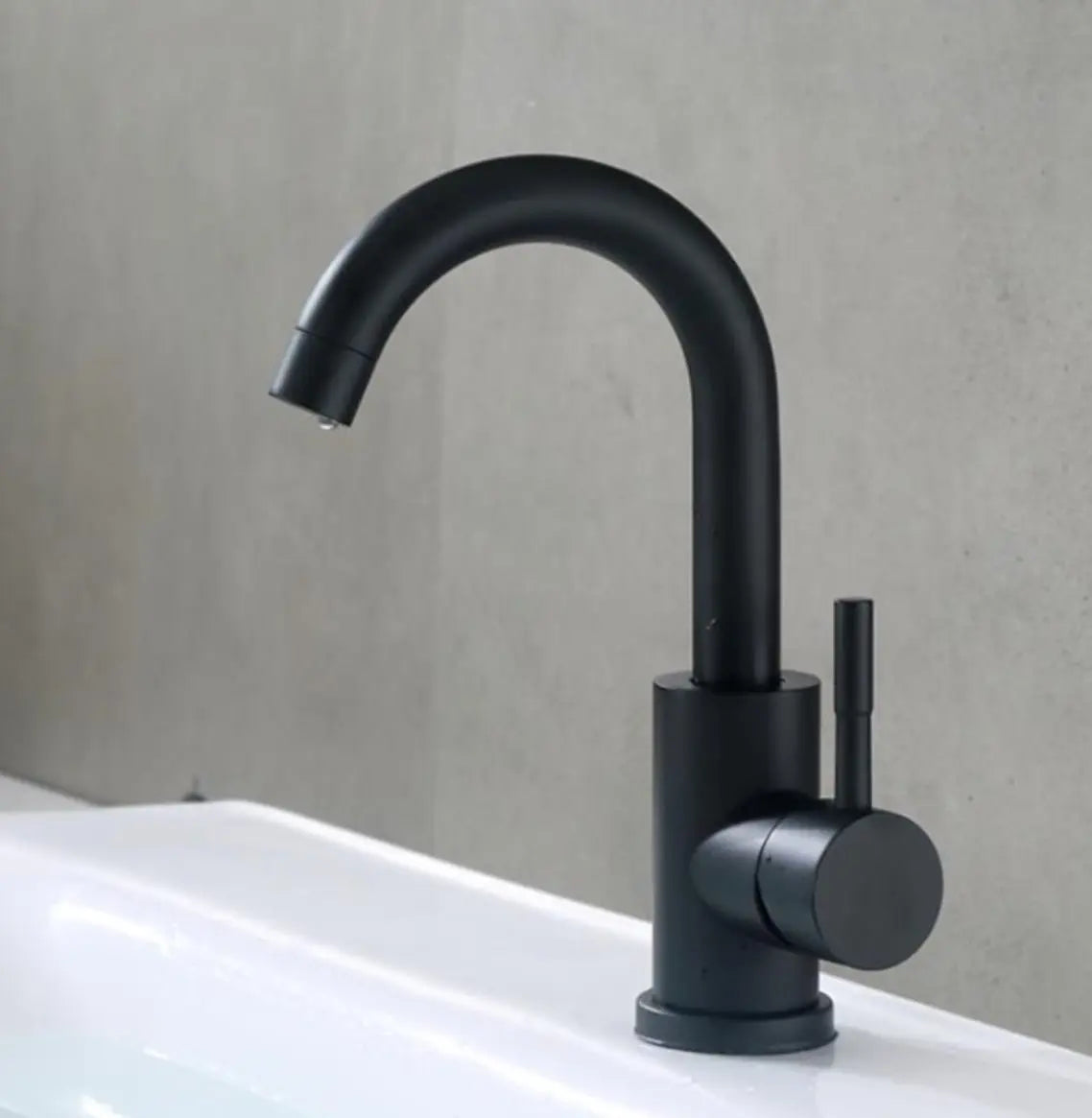 SaniSupreme Wastafel designkraan Nordica opbouw gebogen mengkraan kompleet mat zwart