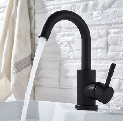 SaniSupreme Wastafel designkraan Nordica opbouw gebogen mengkraan kompleet mat zwart