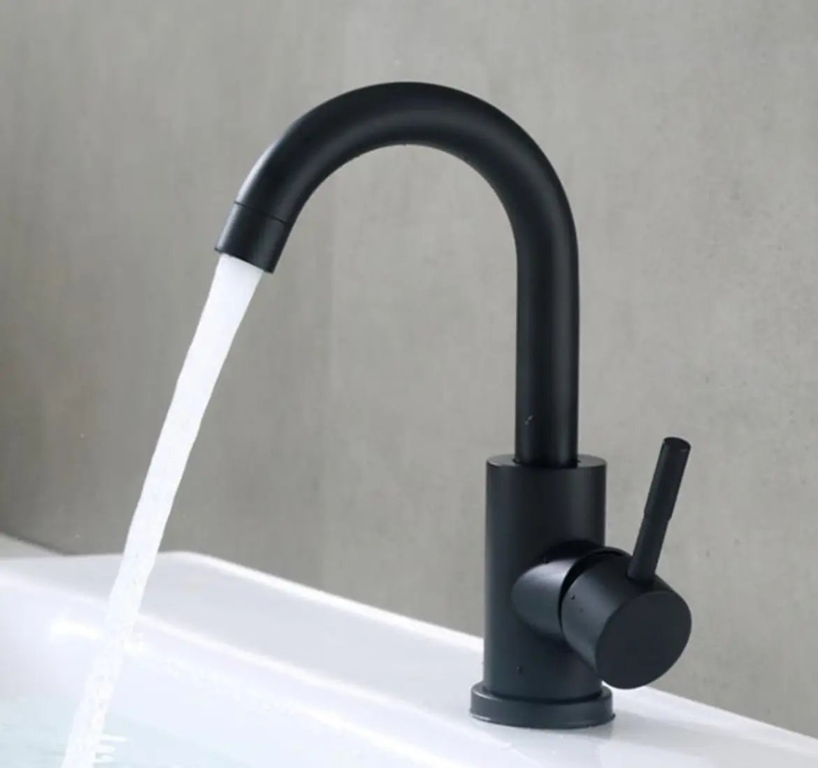 SaniSupreme Wastafel designkraan Nordica opbouw gebogen mengkraan kompleet mat zwart