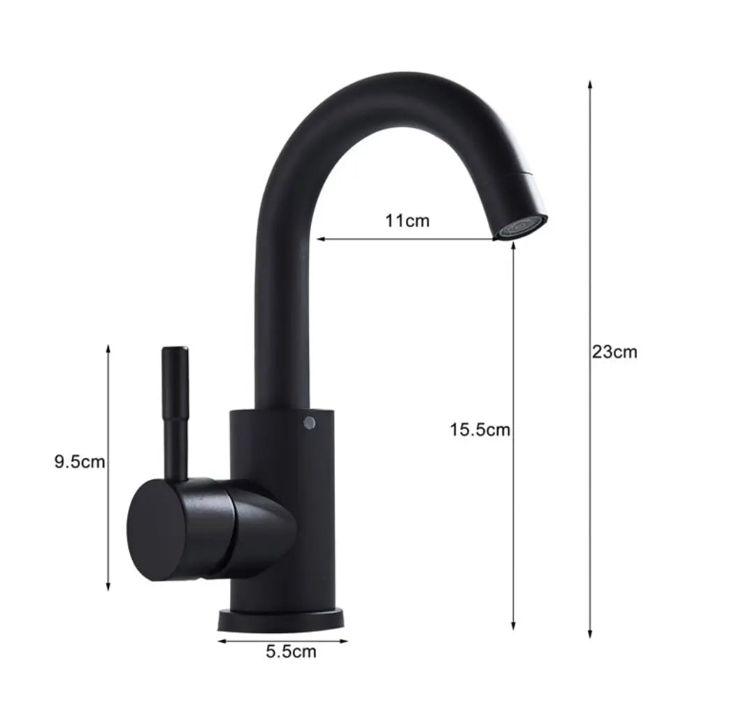 SaniSupreme Wastafel designkraan Nordica opbouw gebogen mengkraan kompleet mat zwart