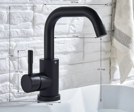 SaniSupreme Wastafel designkraan Nordica opbouw U - mengkraan compleet mat zwart