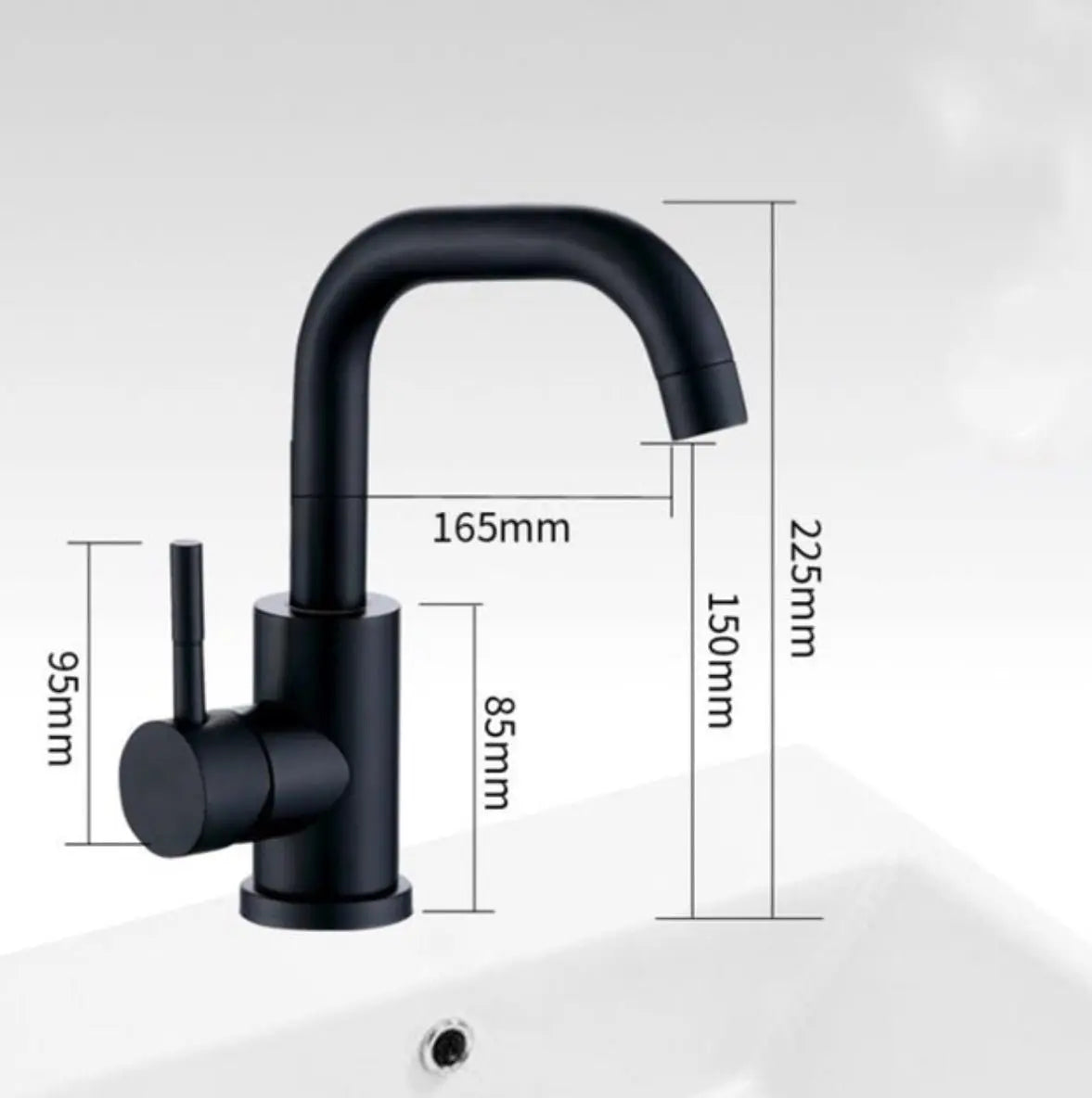 SaniSupreme Wastafel designkraan Nordica opbouw U - mengkraan compleet mat zwart