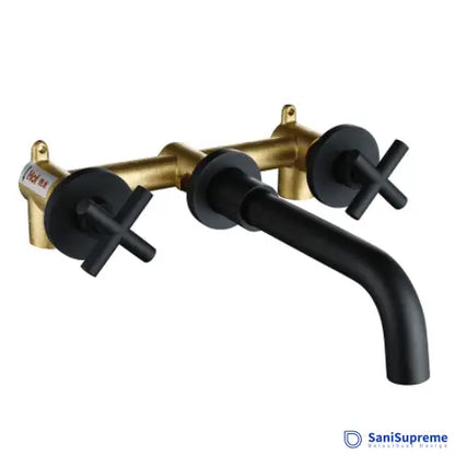 SaniSupreme Wastafelkraan Bologna mat zwart inbouw 2 kranen Type I