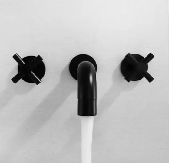 SaniSupreme Wastafelkraan Bologna mat zwart inbouw 2 kranen Type I