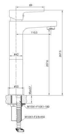 SaniSupreme wastafelkraan Creavit Sharp verhoogde mengkraan brons