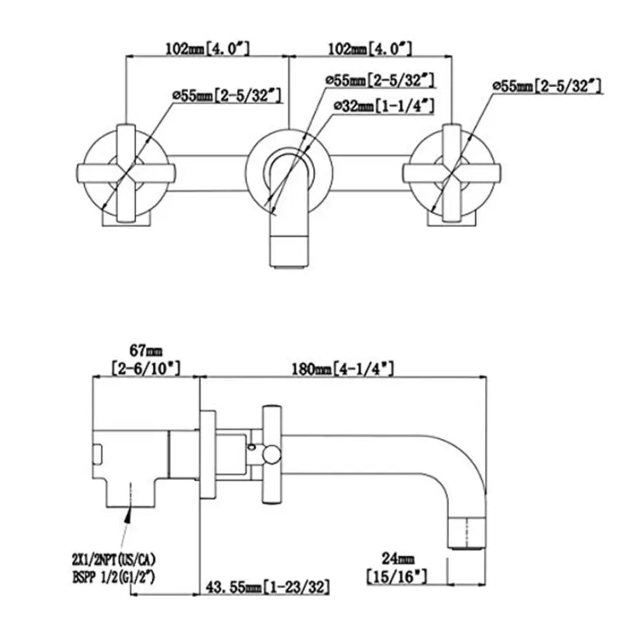 SaniSupreme Wastafelkraan Florence mat zwart inbouw 2 kranen Type II