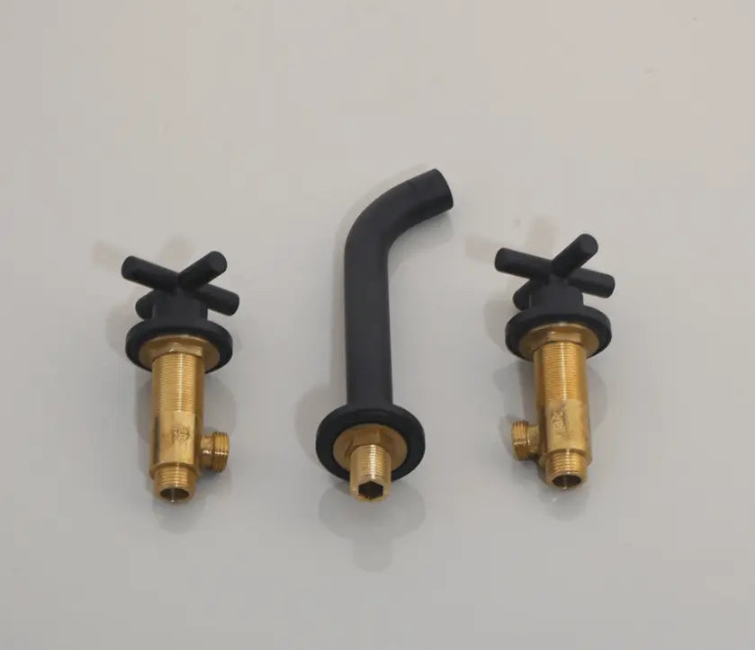 SaniSupreme Wastafelkraan Florence mat zwart inbouw 2 kranen Type II