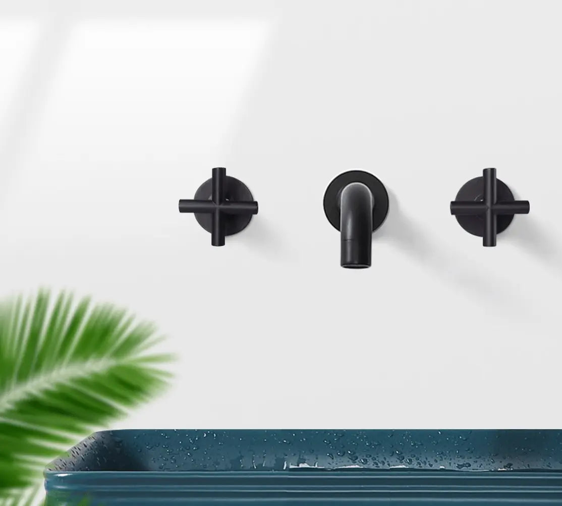 SaniSupreme Wastafelkraan Florence mat zwart inbouw 2 kranen Type II