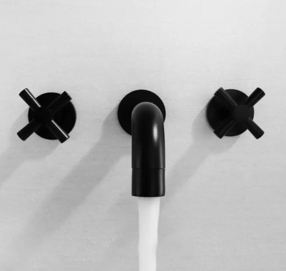 SaniSupreme Wastafelkraan Florence mat zwart inbouw 2 kranen Type II