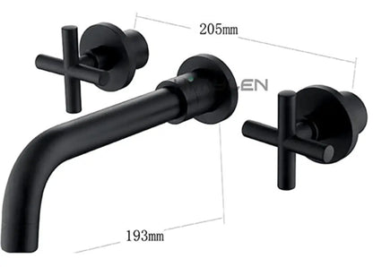 SaniSupreme Wastafelkraan Florence mat zwart inbouw 2 kranen Type II