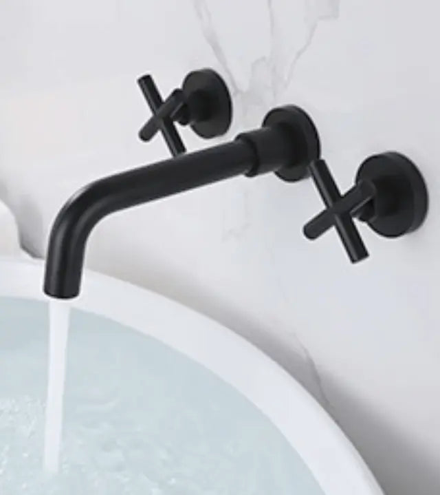 SaniSupreme Wastafelkraan Florence mat zwart inbouw 2 kranen Type II