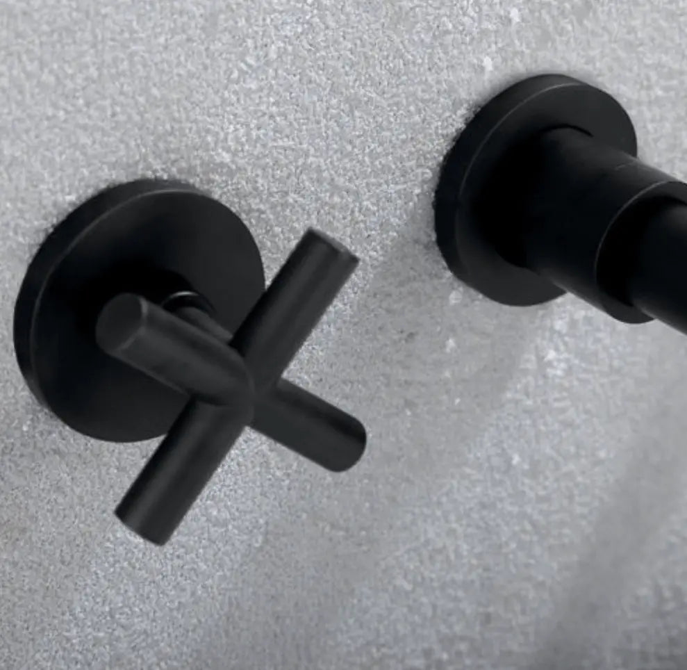 SaniSupreme Wastafelkraan Florence mat zwart inbouw 2 kranen Type II