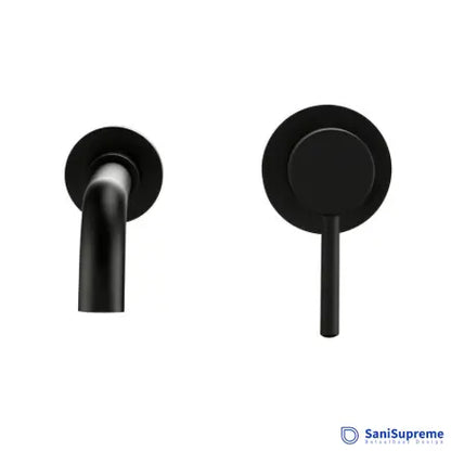 SaniSupreme® Wastafelkraan Mengkraan inbouw Palermo 26 cm. bedieningshandel mat zwart