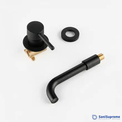 SaniSupreme® Wastafelkraan Mengkraan inbouw Palermo 26 cm. bedieningshandel mat zwart