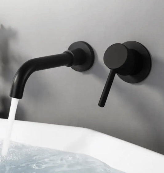 SaniSupreme® Wastafelkraan Mengkraan inbouw Palermo 26 cm. bedieningshandel mat zwart