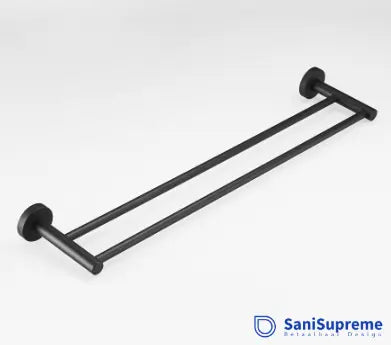 SaniSupreme® Yosemite Badkamer handdoek rekje dubbel, mat zwart rond 50 cm.