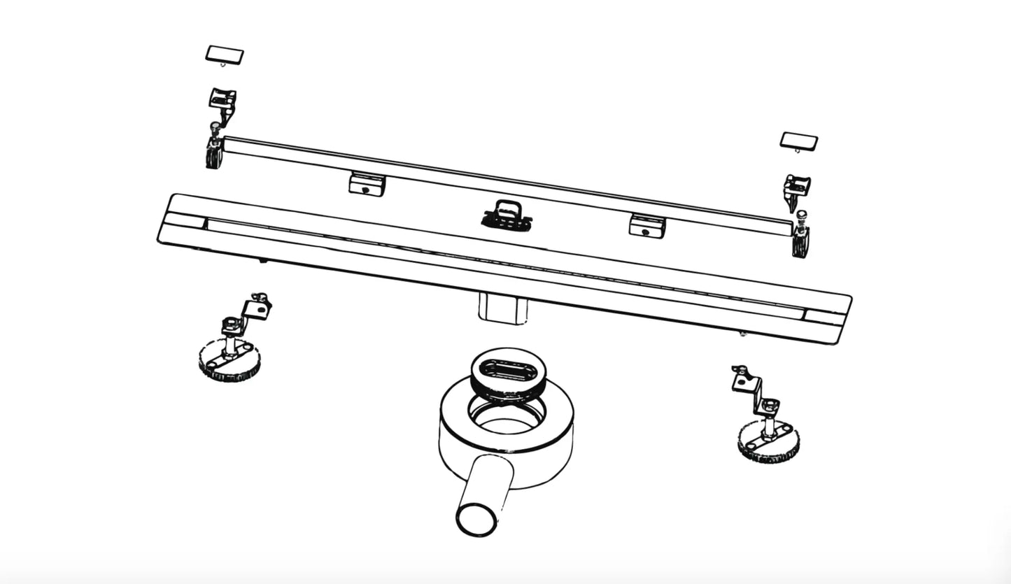 SaniSupreme Zwart Flat Douchedrain met Flens 60 cm - Variabel draaibaar uitloopdeel