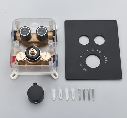 SaniSupreme®SmartPulse Plafond Thermostatische Doucheset Alicante 2 weg 40x80 cm regendouche mat zwart