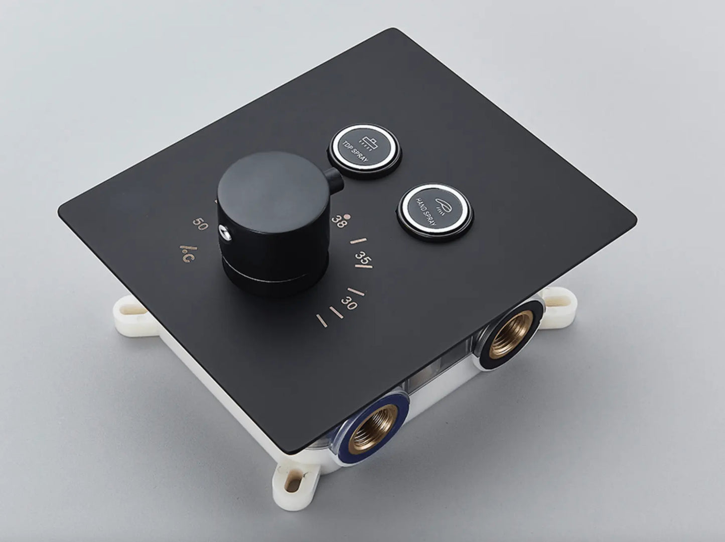 SaniSupreme®SmartPulse Plafond Thermostatische Doucheset Alicante 2 weg 50 cm regendouche vierkant mat zwart