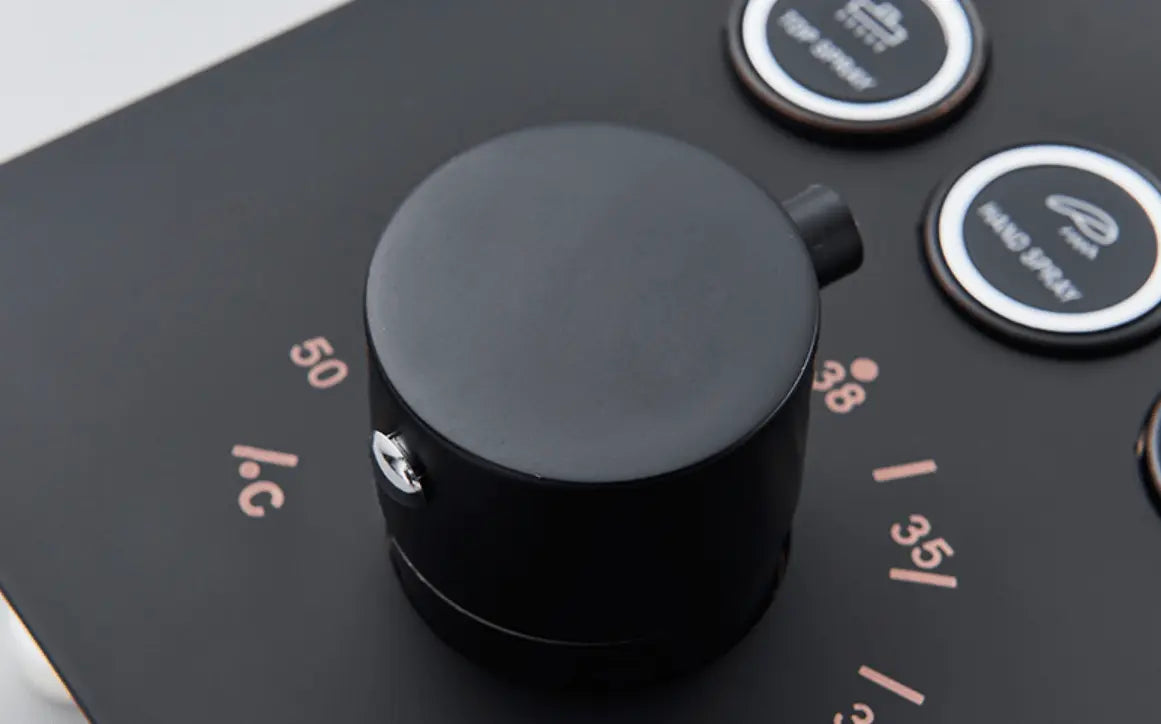 SaniSupreme®SmartPulse Plafond Thermostatische Doucheset Alicante 2 weg 50 cm regendouche vierkant mat zwart