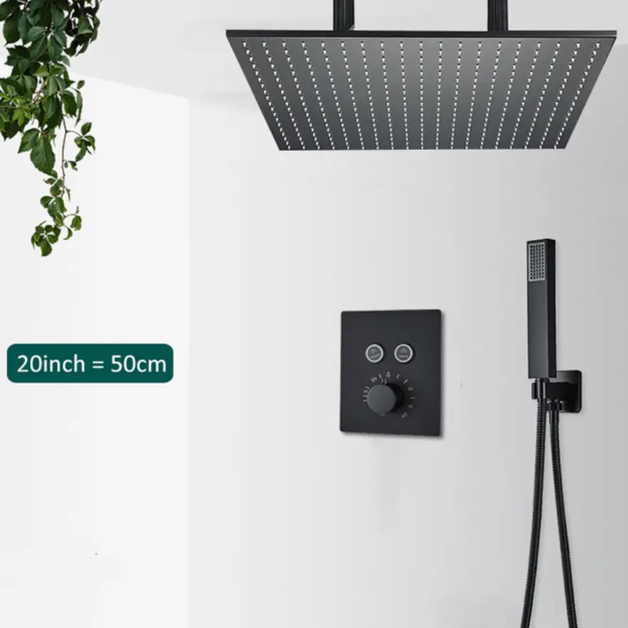 SaniSupreme®SmartPulse Plafond Thermostatische Doucheset Alicante 2 weg 50 cm regendouche vierkant mat zwart