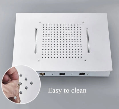 SaniSupreme®SmartPulse Plafond Thermostatische Doucheset Alicante 3 weg Inbouw Plafond LED regendouche La Paz Glans Chroom