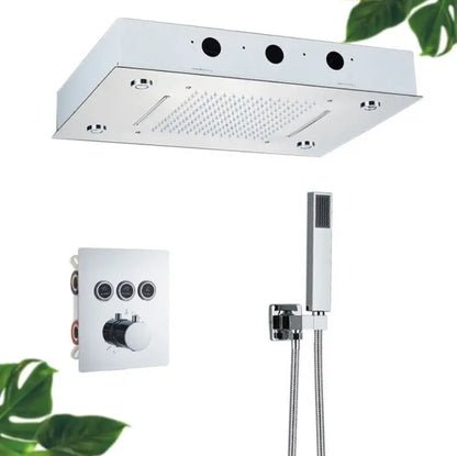 SaniSupreme®SmartPulse Plafond Thermostatische Doucheset Alicante 3 weg Inbouw Plafond LED regendouche La Paz Glans Chroom