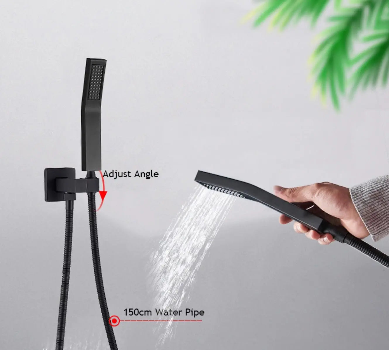 SaniSupreme®SmartPulse Plafond Thermostatische Doucheset Manhattan LCD 3 weg Inbouw Plafond LED regendouche La Paz Mat Zwart