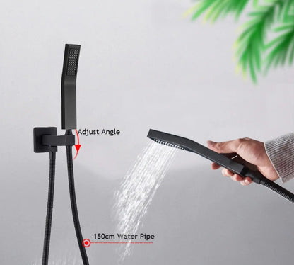 SaniSupreme®SmartPulse Plafond Thermostatische Doucheset Manhattan LCD 3 weg Inbouw Plafond LED regendouche La Paz Mat Zwart