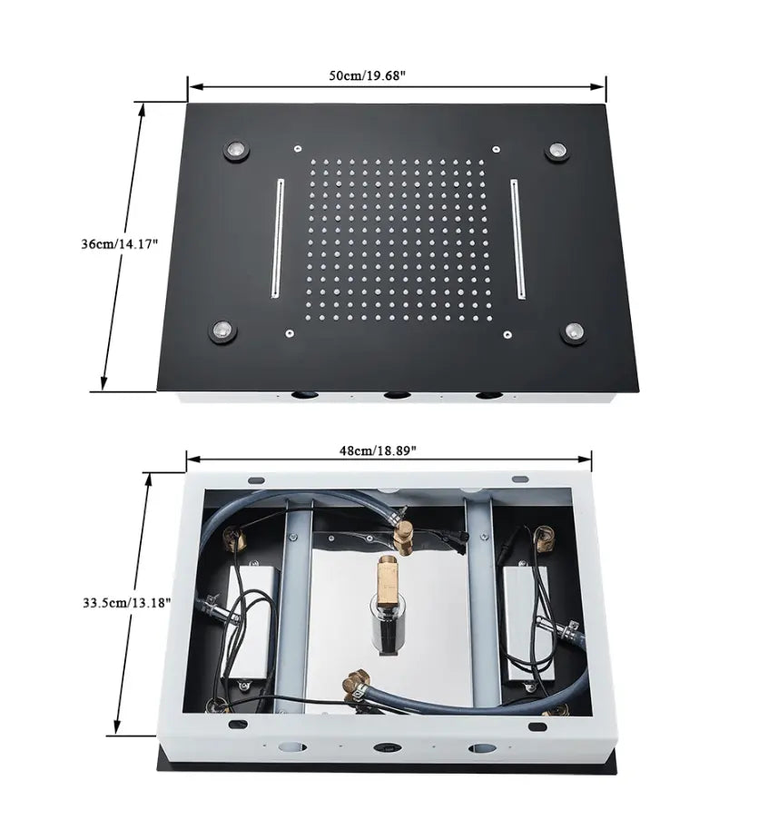 SaniSupreme®SmartPulse Plafond Thermostatische Doucheset Manhattan LCD 3 weg Inbouw Plafond LED regendouche La Paz Mat Zwart