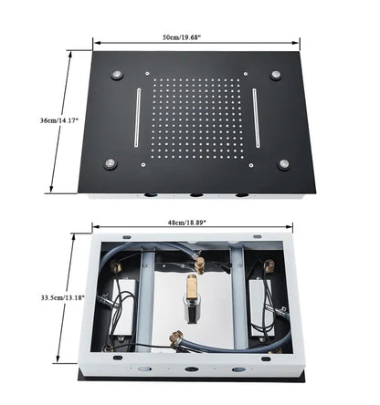 SaniSupreme®SmartPulse Plafond Thermostatische Doucheset Manhattan LCD 3 weg Inbouw Plafond LED regendouche La Paz Mat Zwart